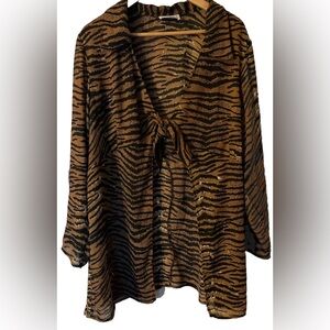 Womens Long Sleeve Sheer Open Front Top Cover-up Light  2XL Beachy Artsy